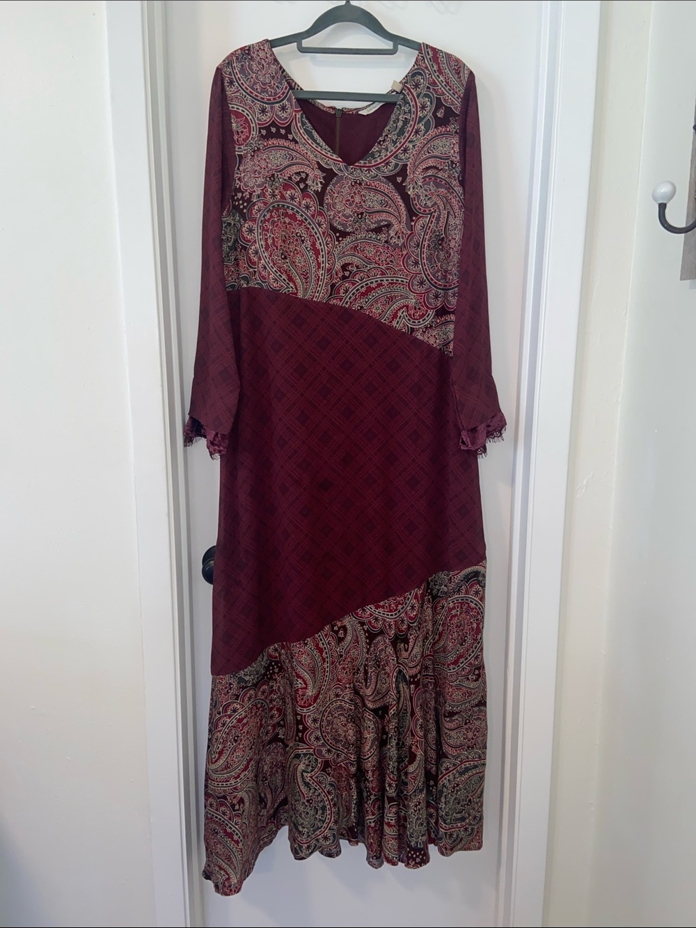 Soft Surroundings LIKE NEW maxi long sleeve mixed media multi print artsy dress - Picture 3 of 11